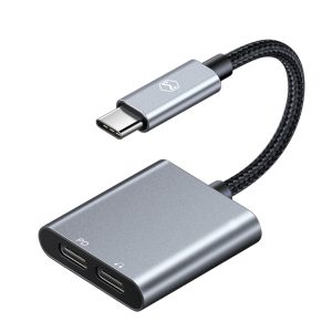 Mcdodo CA7550 USB-C apa – 2x USB-C anya adapter, szürke