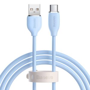 Baseus CAGD010003 Jelly Cable USB-A apa – USB-C apa 2.0 Adat és töltőkábel – Kék (1.2m)
