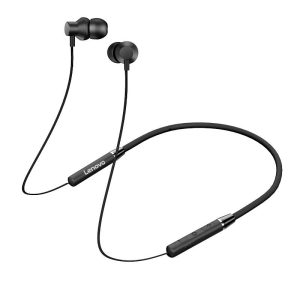 LENOVO HE05 bluetooth fülhallgató stereo (V5.0, nyakba akasztható, cseppálló, mikrofon, zajszűrő, SPORT) fekete (PTM7C02253)