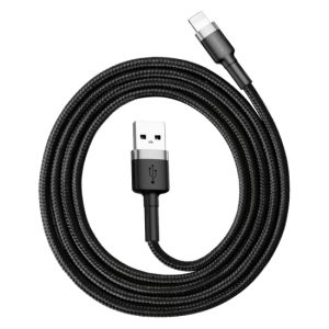 Baseus Cafule nylon fonott USB/Lightning kábel QC3.0 2.4A, 1m, szürke CALKLF-BG1