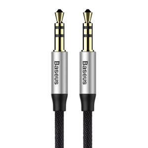 Baseus Yiven audio kábel mini jack 3,5 mm AUX, 1m, fekete/ezüst (CAM30-BS1)