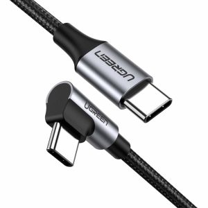 Ugreen USB Type-C – USB Type-C kábel döntött fejjel PD 60W 20V 3A 1m szürke/feke