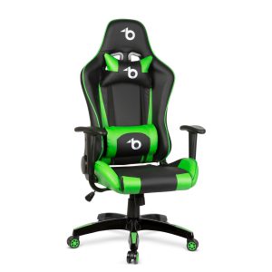 Gamer szék – derékpárnával, fejpárnával – zöld, BMD1106GR