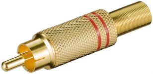 Goobay 11280 RCA szerelhető apa aranyszínű dugó fém piros gyűrűvel