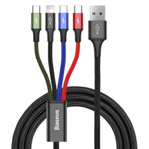 Baseus CA1T4 C01 Lightning / C típ. USB / 2x micro USB nylon Fonott 3.5A 1.2m