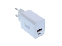 Well PSUP-USB-WPQ3001WE-WL 1xUSB-A QC3.0 1xUSB-C PD Hálózati töltő – Fehér (30W)